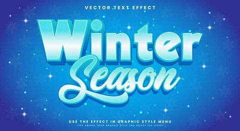 Winter Season 3D editable text effect template 스톡 일러스트