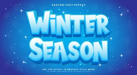 Winter Season 3D editable text effect template Stock Illustration
