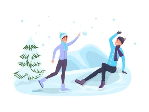 Winter season games flat vector illustration Stock Illustration