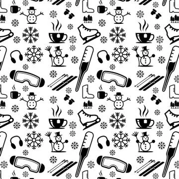 Winter season seamless pattern Illustrazione stock
