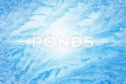 Winter seasonal background - frozen icy window Stock Photos