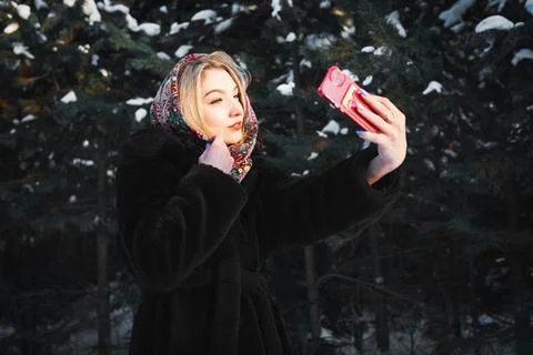 Winter selfie Stock Photos