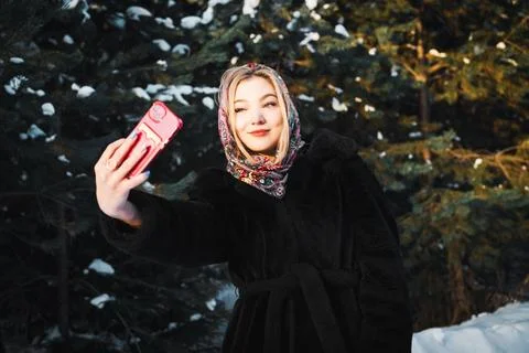 Winter selfie Stock Photos