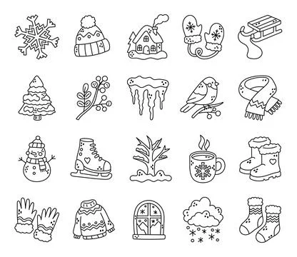 Winter set featuring snowflake hat cottage mittens Stock Illustration