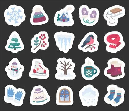 Winter set featuring snowflake hat cottage mittens Stock Illustration