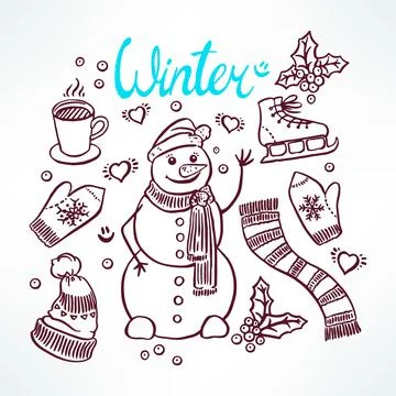 Winter set Stock Illustration