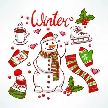 Winter set Stock Illustration