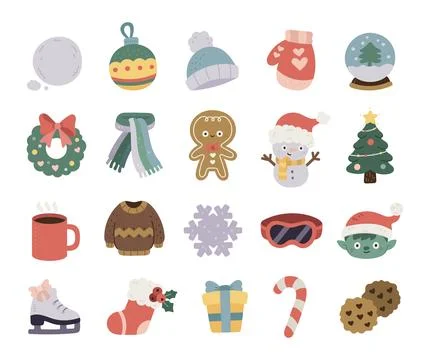 Winter set in scandinavian style Stock Illustration