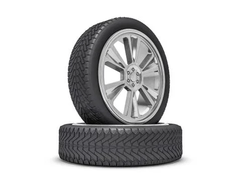 Winter set tires with hard protector. 3D Stock Illustration