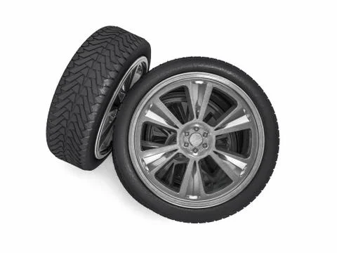 Winter set tires with hard protector. 3D Stock Illustration
