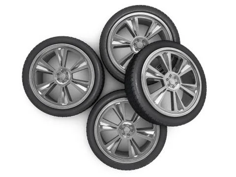 Winter set tires with hard protector. 3D Stock Illustration