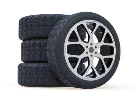 Winter set tires with hard protector. 3D Illustrazione stock