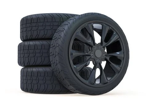 Winter set tires with hard protector. 3D Illustrazione stock