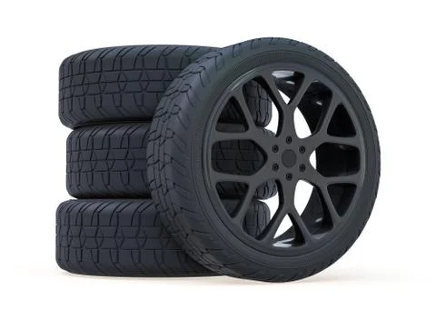 Winter set tires with hard protector. 3D Illustrazione stock