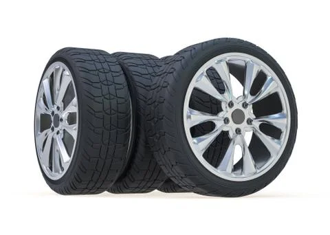 Winter set tires with hard protector. 3D Illustrazione stock