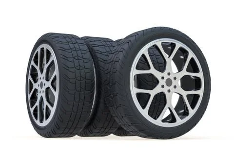 Winter set tires with hard protector. 3D Illustrazione stock