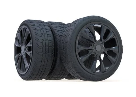 Winter set tires with hard protector. 3D Illustrazione stock