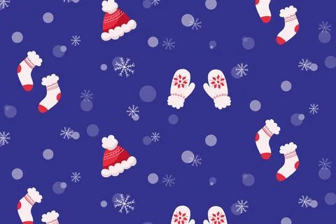 Winter set winter clothes pattern Stock Illustration