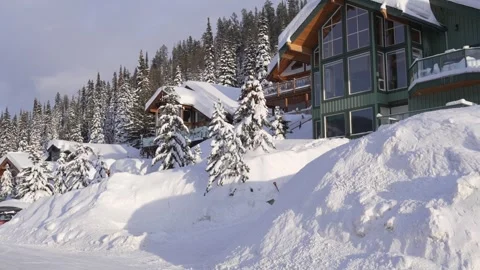 Winter setting log cabin in Christmas snow . High quality 4k footage Stock Footage 244014541