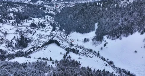 Winter shooting a mountain peak. Panoramic drone shot of beautiful scenery Video stock 205096628