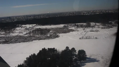 Winter shooting on the ski plane; details of the AN-2 plane; Stock Footage 104732046