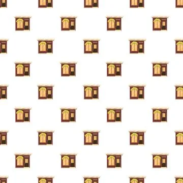 Winter shop storefronts seamless pattern and background Illustrazione stock