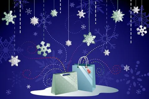 Winter shopping background Stock Illustration