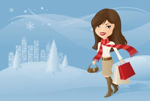 Winter shopping Stock Illustration