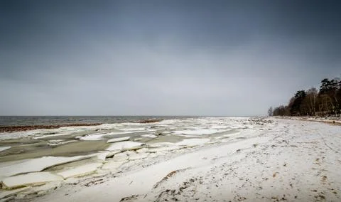 Winter shore landscape Stock Photos