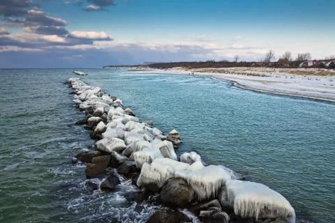 Winter on shore Stock Photos