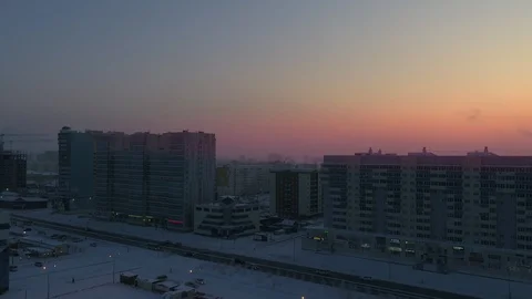Winter in a Siberian city Stock Footage 123218878