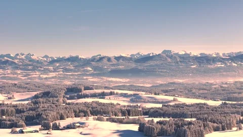 Winter silense at the foot of the mountains Video stock 295023304