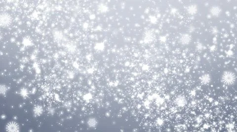 Winter silver and white gradient background with sparkles and snowflakes Illustrazione stock