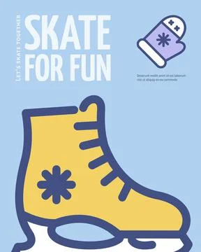 Winter Skate for Fun Concept Vertical Invitation Placard Poster Banner Card Illustrazione stock