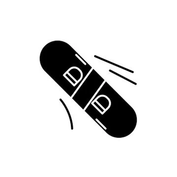 Winter skateboard black icon, vector sign on isolated background. Winter Stock Illustration