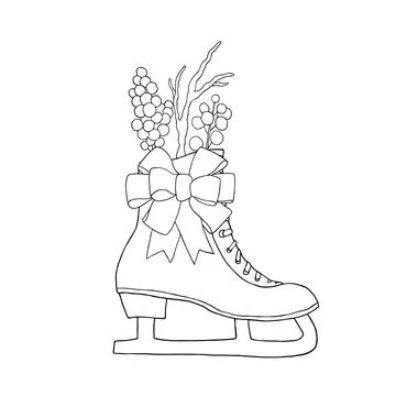 Winter skates with botany and bow. vector image Stock Illustration