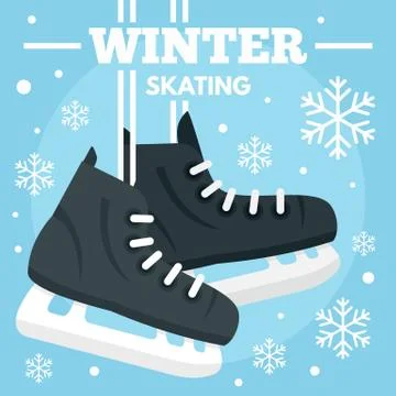 Winter skating concept background, flat style Stock Illustration