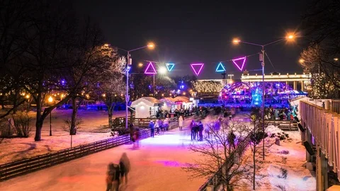 Winter skating rink Stock Footage 73438671