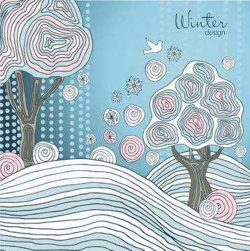 Winter sketch decoration background. Stock Illustration