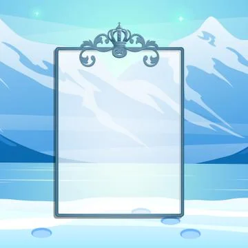 Winter sketch with space for your text on the background of snowy slope of the Stock Illustration