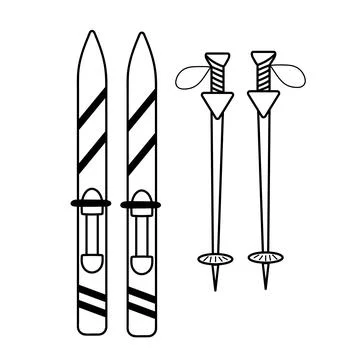 Winter ski in doodle style. Stock Illustration