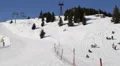 Winter Ski Lift Chairlift Snow Covered Mountain Slope Kids Sledging Play Sledge HD Footage