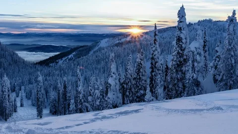 Winter Ski Mountain Sunset Timelapse Vídeo Stock 98161001
