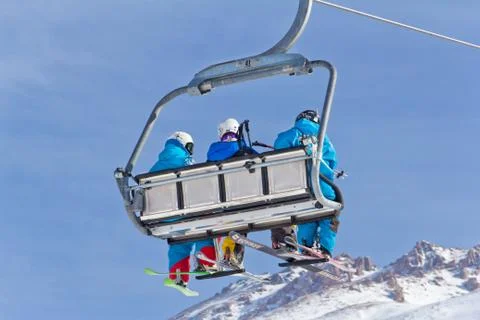 Winter skiing cable Stock Photos