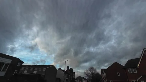 Winter Sky and Dramatic Clouds over England During December Stock Footage 332916219