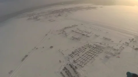 Winter skydiving. Canopy piloting and landing. Video stock 86800204
