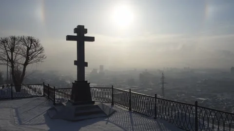 Winter skyline at dawn Stock Footage 61048020