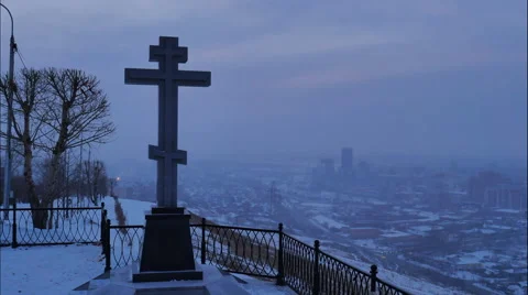 Winter skyline at dawn time lapse Stock Footage 61048841