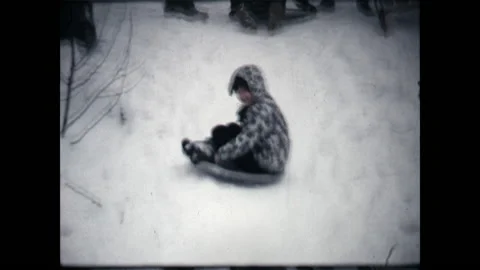 Winter Sledding 1972 Stock Footage 167232343