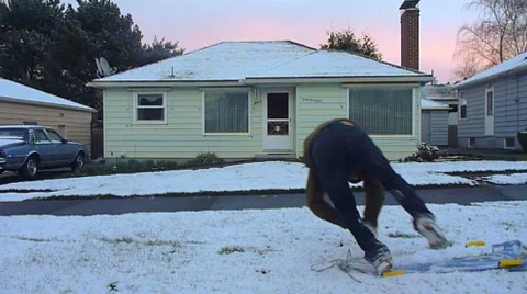 Winter Sledding Tumble Stock Footage 8912005